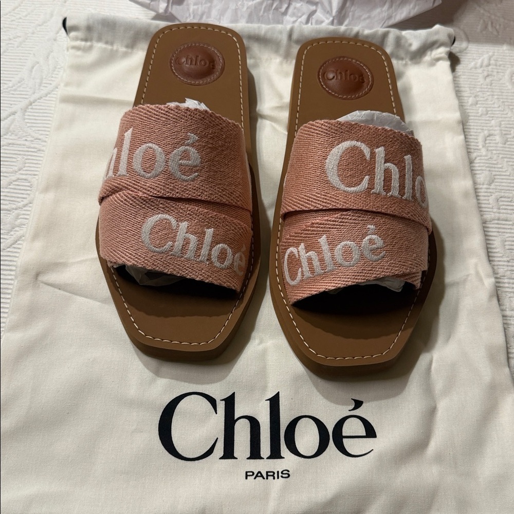 Chloé Paris Light Rosewood Slides. NIOB. Size 39. Luxury